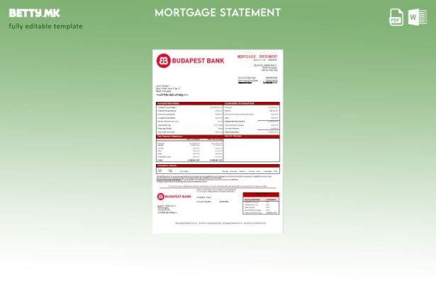 модерен стил Унгарија Будимпешта Банка – Шаблон за извод за хипотека од банка во